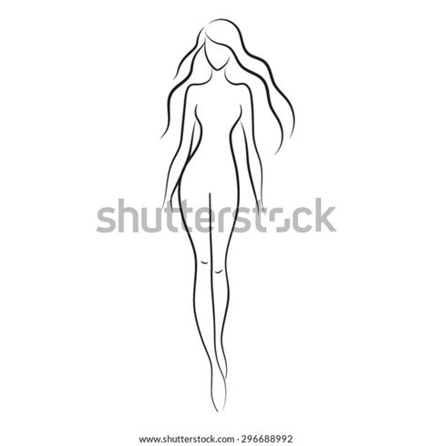 Silhouette Beautiful Nude Woman Vector Illustration Stock Vector