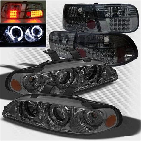 Buy Smoke Honda Civic Door Halo Projector Headlights Led Tail