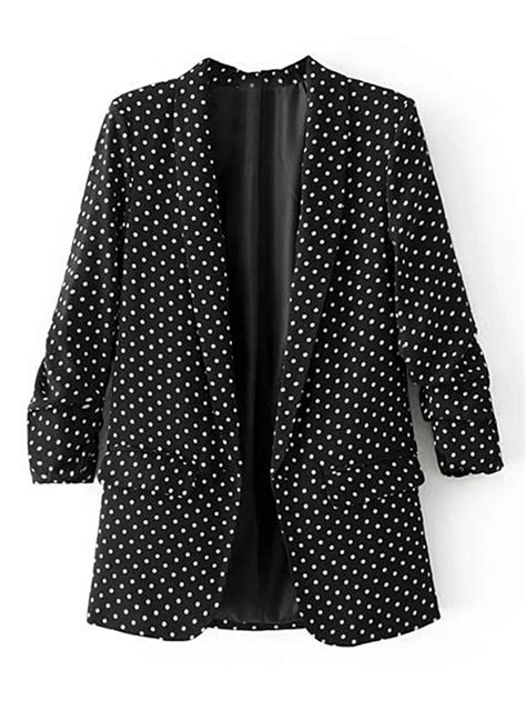 Polka Dot Open Front Blazer Blazer Outfits Casual Open Front Blazer