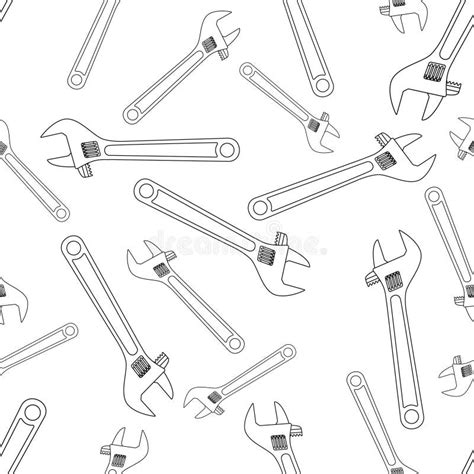 Adjustable Wrench Tool Seamless Pattern Stock Vector Illustration Of