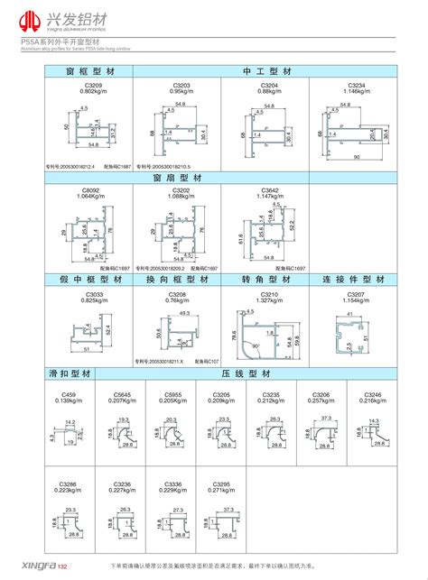 Catalogue mặt cắt nhôm Xingfa hệ 55, hệ 93, hệ 65 Quảng Đông 2025