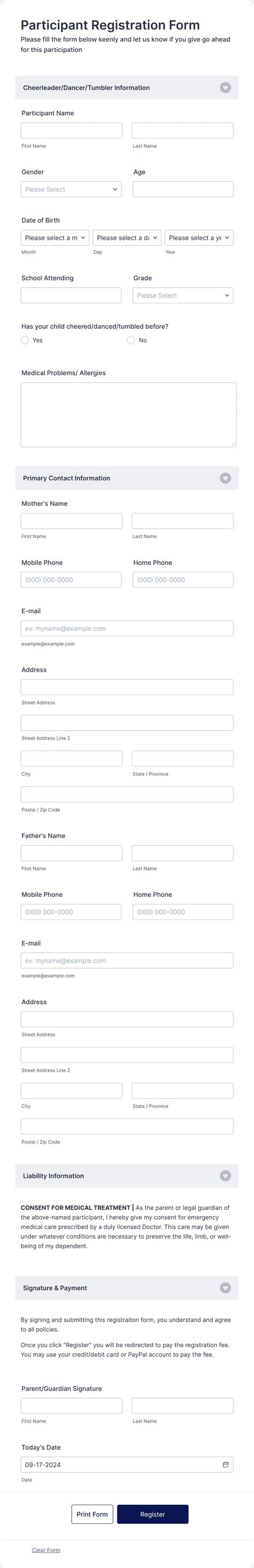 Participant Registration Form Template Jotform