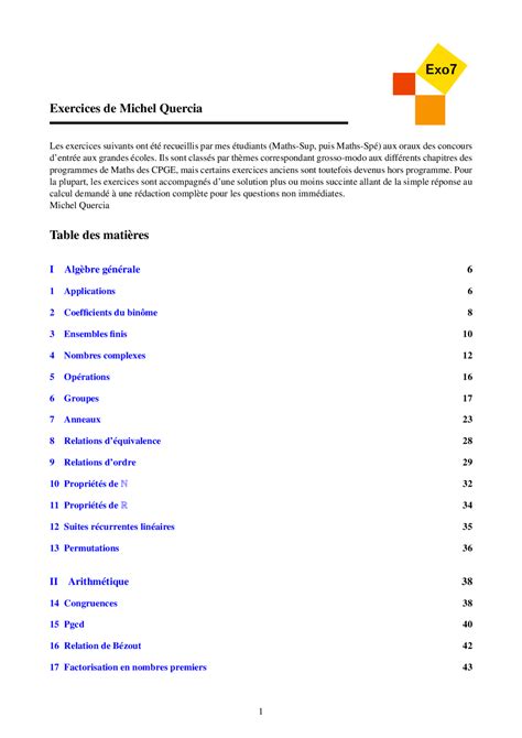 Mathématiques Exo7 Tous Les Exercices Avec Corrections Exercices