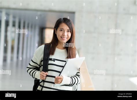 Asian Student Inside Campus Building Stock Photo Alamy