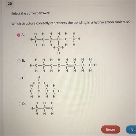 Select The Correct Answer Which Structure Correctly Represents The Bonding In A Hydrocarbon