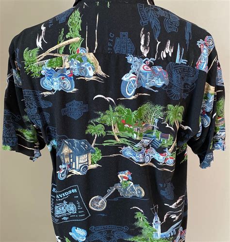 Hawaiian Shirt Harley Davidson M Made In Hawaii Tik Gem