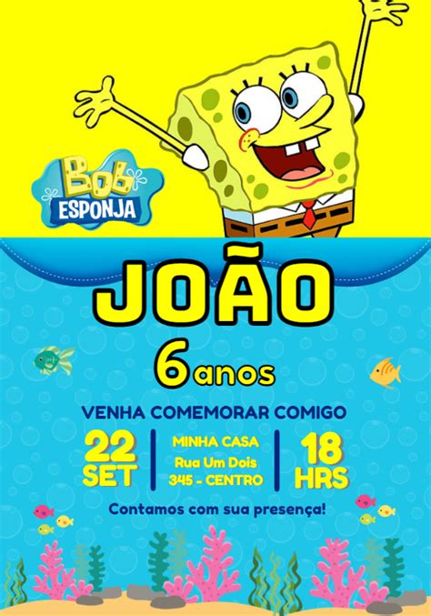 Hacer una invitación en línea invitación digital Bob Esponja Pantalones