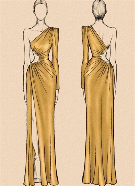 Golden Dress Fashion Illustration Sketches Dresses Fashion Drawing