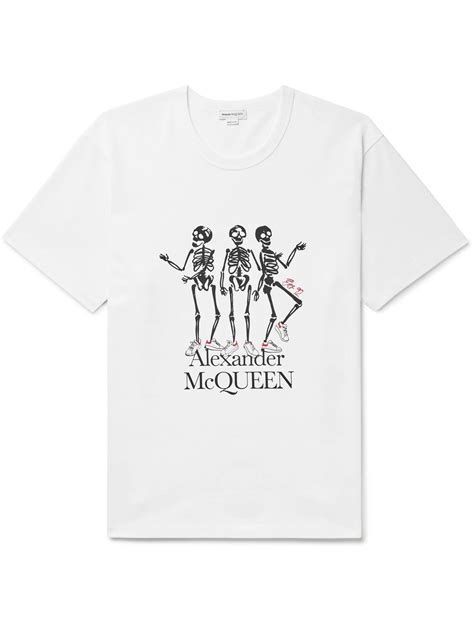 Alexander Mcqueen Logo Print Cotton Jersey T Shirt White Alexander