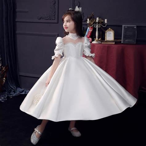 Robe Filles Princesse Pageant Blanc Robes De Bal Robe De Soir E De