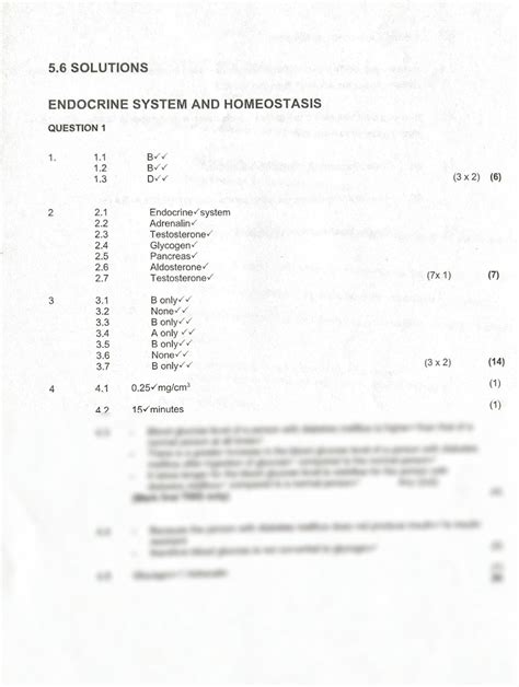 SOLUTION Typical Exam Question Memo On Homeostasis And Endocrine