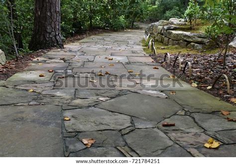 Curved Natural Stone Path Walkway Through Stock Photo 721784251