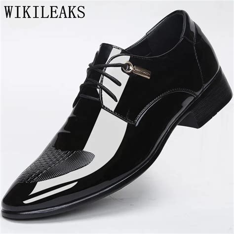 Designer Luxury Brand Wedding Shoes Man Patent Leather Black Oxford