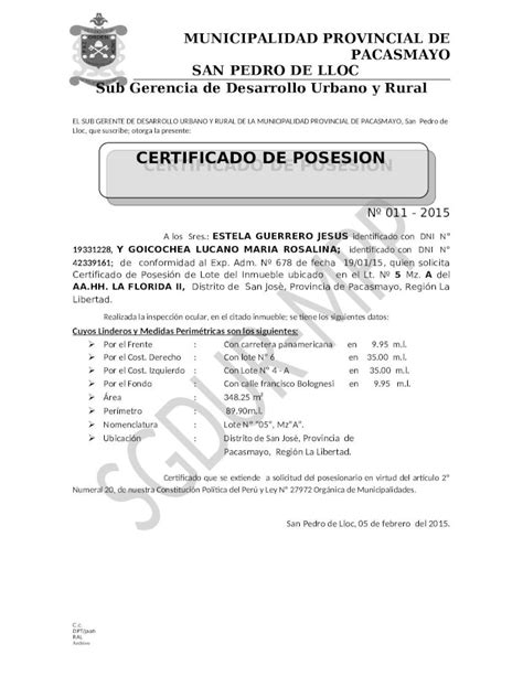 DOC Certificado De Posesion DOKUMEN TIPS