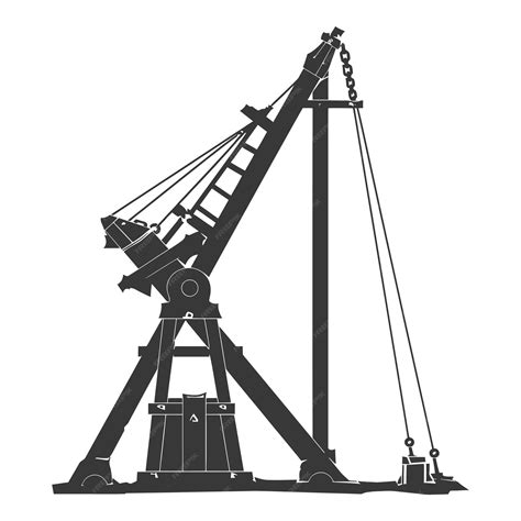 Premium Vector Silhouette Giant Sling Trebuchet Full Black Color Only
