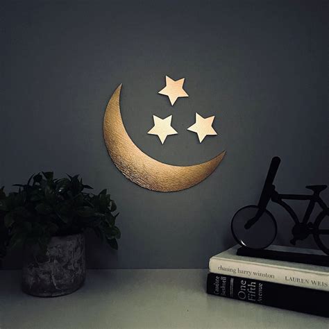 Crescent Moon And Stars Wall Decor Moon Decor Moon Phase Etsy