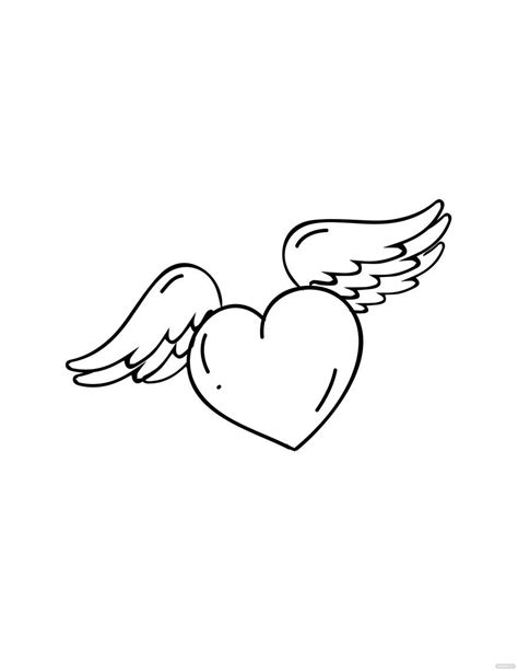 Cartoon Heart With Wings Drawing in Illustrator, PDF, JPG, EPS, SVG ...