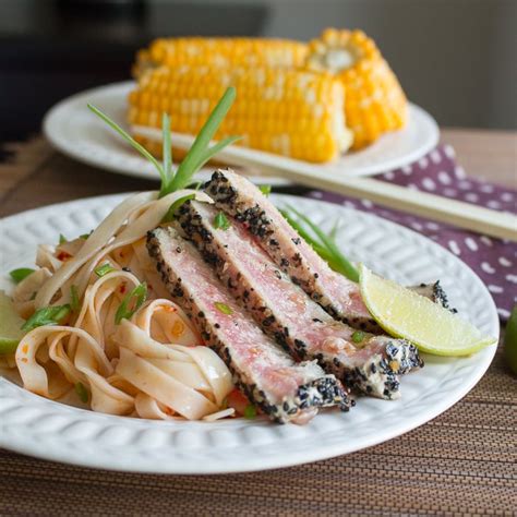 Sesame Ahi Tuna With Chili Lime Noodles Healthy World Cuisine