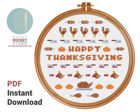 Happy Thanksgiving Counted Cross Stitch Pattern Etsy New Zealand