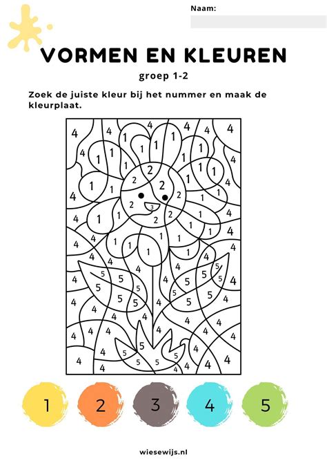 Werkblad Kleuren Op Nummer Groep 1 2 Thema De Tuin Artofit