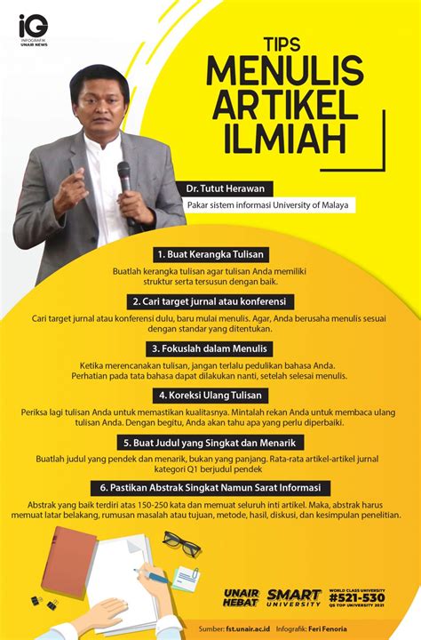 Infografik Perhatikan Tips Menulis Artikel Ilmiah Unair News