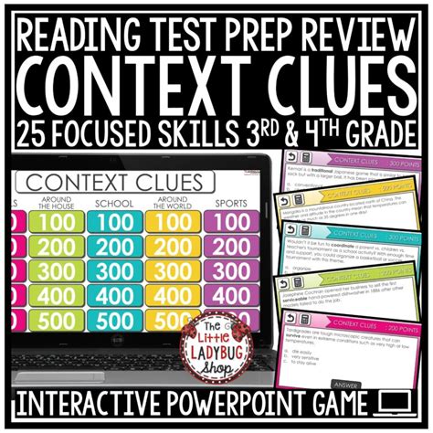 Context Clues Reading Test Prep Jeopardy Game The Little Ladybug Shop