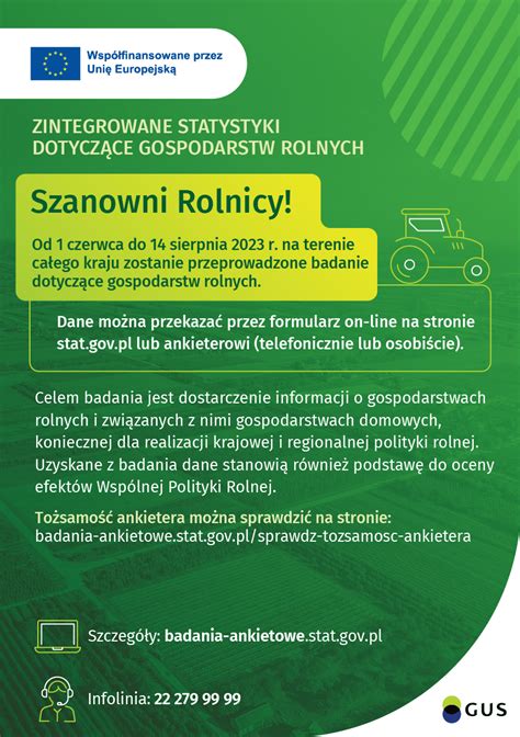 ZINTEGROWANE STATYSTYKI DOTYCZĄCE GOSPODARSTW ROLNYCH BADANIE GUS