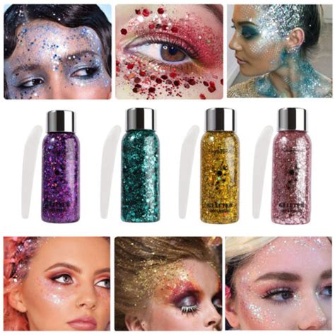 Glitter Body Gel Eyeshadow Chunky Sequins Festival Beauty Highlighter Cream Diy Ebay