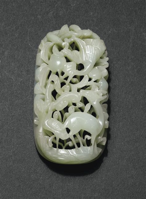 Jp A Finely Carved Pale Celadon Jade Plaque China Yuanming Dynasty