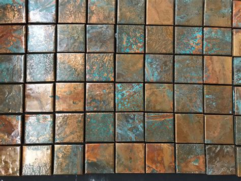 Genuine Copper Tiles In Aqua Blue Green Oxidized Patina 2x2 Accents