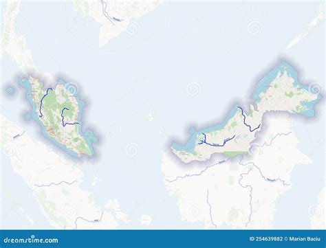 Physical Map of the Country of Malaysia Colored Stock Illustration ...