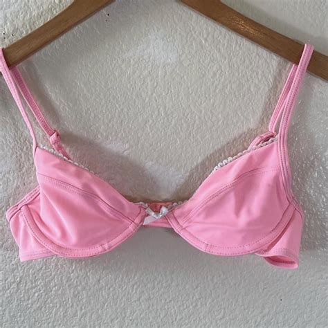 Boutine La Pink Underwire Bikini Top With White Trim Depop