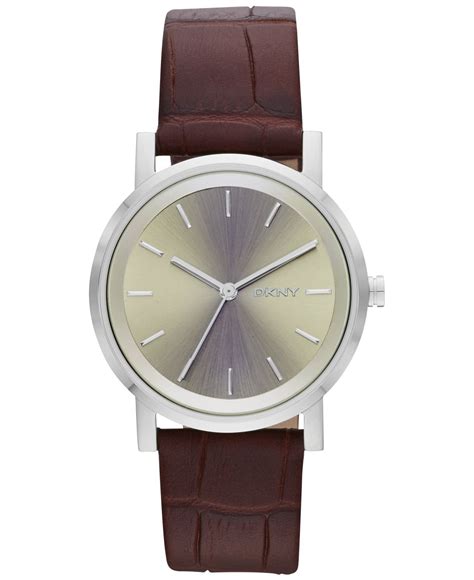 Lyst - Dkny Womens Soho Burgundy Crocembossed Leather Strap Watch 34mm in Metallic