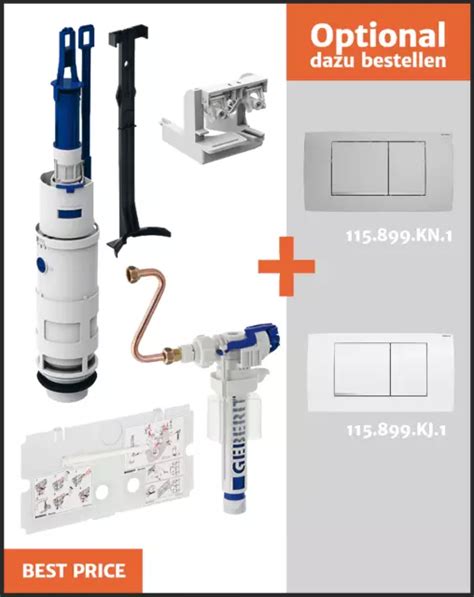 GEBERIT UMBAUSET UP Spülkasten Füllventil Drückerplatte Twinline30