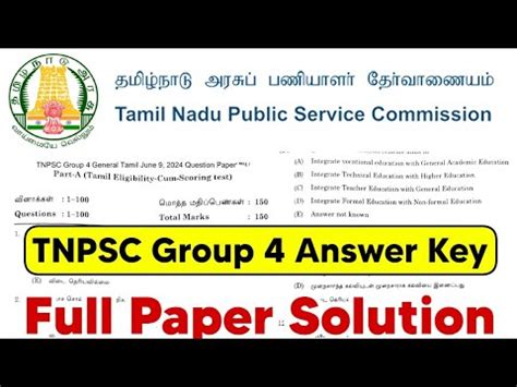 Group 4 Tamil Answer Key YouTube