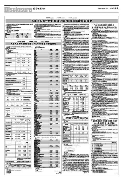 2024年04月12日 第89版：信息披露 上海证券报