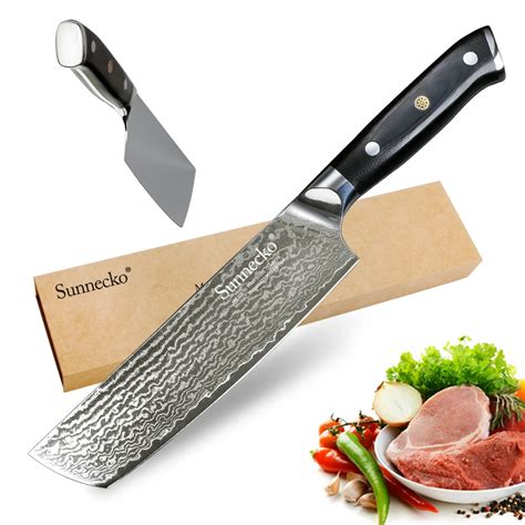 Sunnecko 7 Inch Cleaver Chef Knife Kitchen Knives 73 Layers Japanese