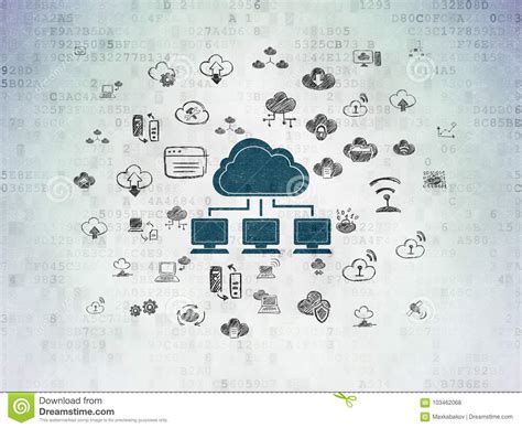 Concepto Computacional De La Nube Red De La Nube En Fondo Del Papel De