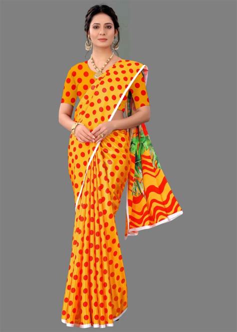 Laheja Women Orange Printed Poly Silk Single Saree JioMart