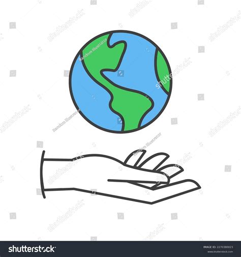 Hand Holding Planet Earth Linear Vector Stock Vector Royalty Free