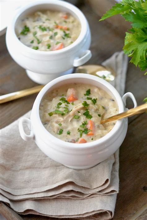 Slow Cooker Creamy Chicken And Wild Rice Soup Love And Food Foreva