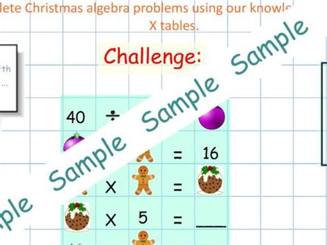 Christmas Algebra Puzzles Multiplication And Division Year 2 Problems