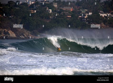 Body Boarder Surfing A Wave In Puerto Escondido Mexico Stock Photo Alamy