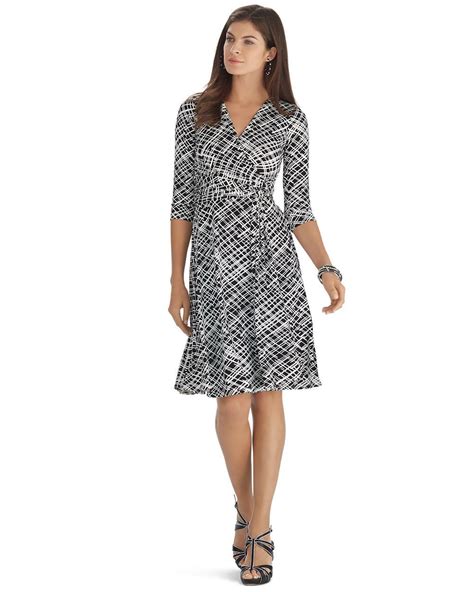 White House Black Marketprinted Sleeve Wrap Dress Work Dresses