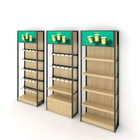 Wooden Gondola Style Supermarket Convenience Store Shelf Display