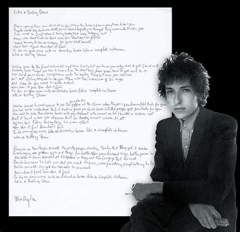 Lot Bob Dylan Like A Rolling Stone Handwritten Signed Lyrics Voted