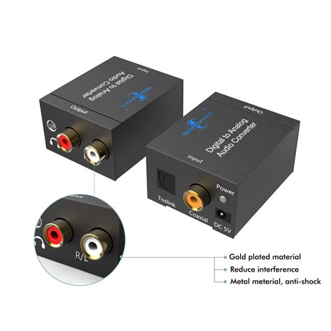 Digital Optical Coax To Analog Rca Audio Converter Adapter