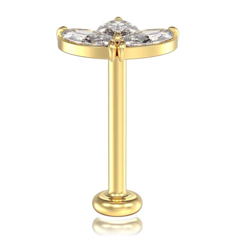 Piercing H Lix Fleur Triple P Tales En Or Carats Avec Cristaux