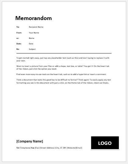 Business Memo Templates For Ms Word Word And Excel Templates