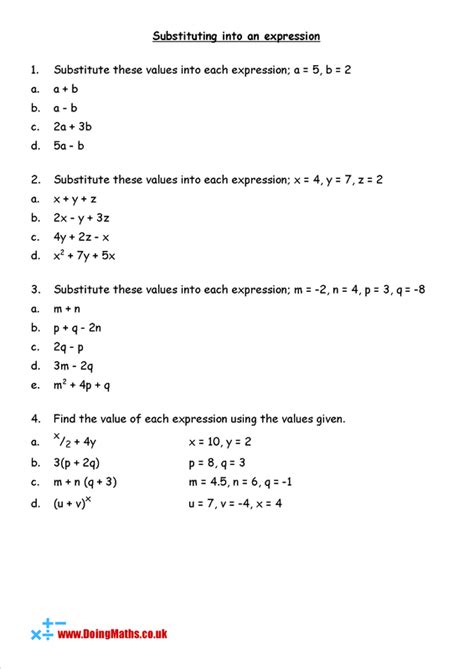 Substitution Free Worksheets Powerpoints And Other Resources For Gcse